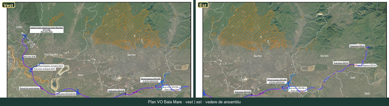 Plan de ansamblu VO Baia Mare — vest și est, vedere de ansamblu